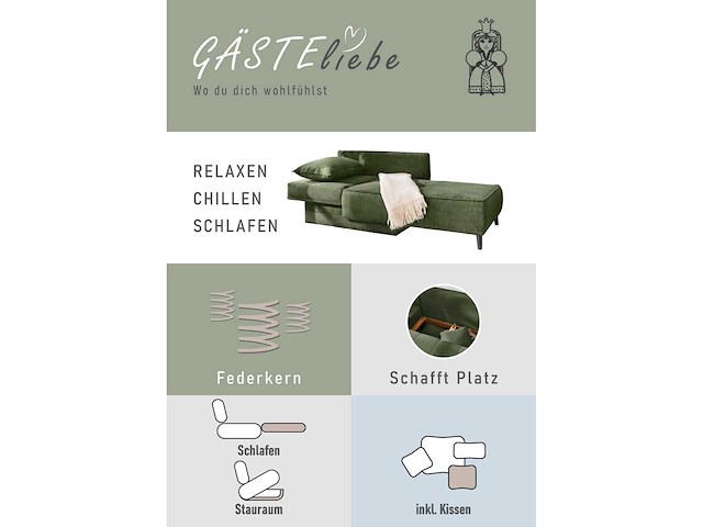 Cabriolet, rechte chaise longue - groene koordstof - afbeelding 6 van  9