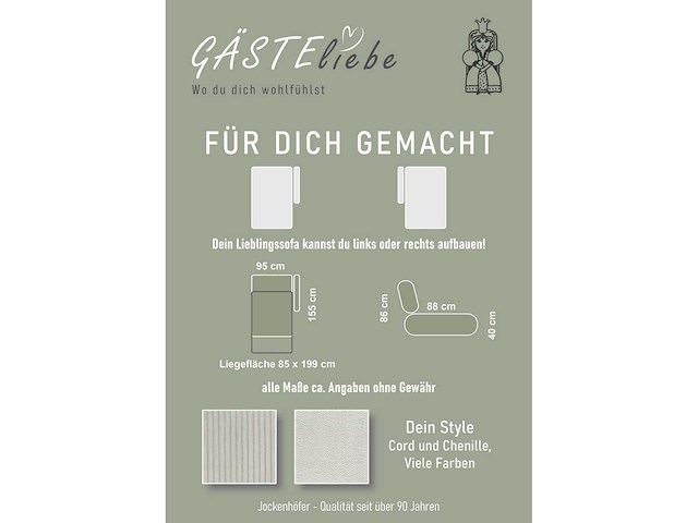 Cabriolet, rechte chaise longue - groene koordstof - afbeelding 7 van  9