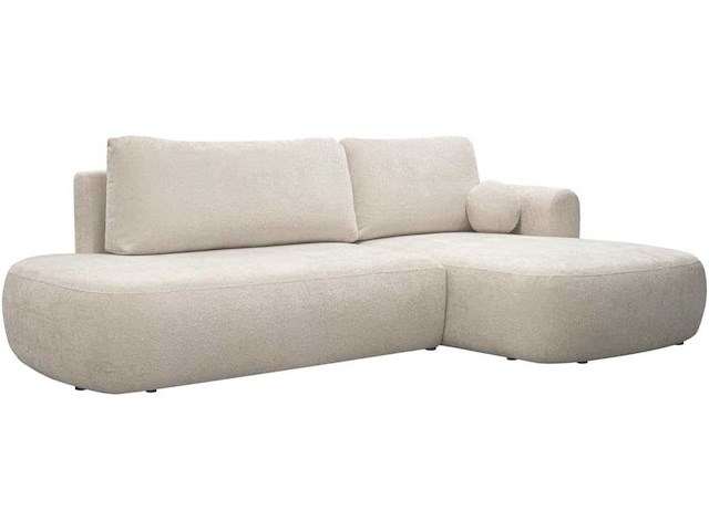 Cabrioletbank rechter hoek in beige stof met textuur van maison céphy - afbeelding 2 van  8