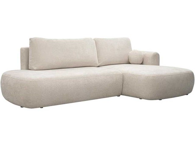 Cabrioletbank rechter hoek in beige stof met textuur van maison céphy - afbeelding 4 van  8