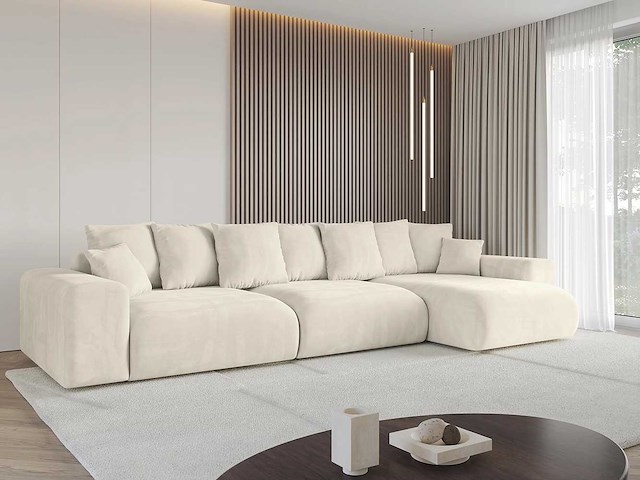 Cabrioletbank rechterhoek - beige fluweel - afbeelding 1 van  13
