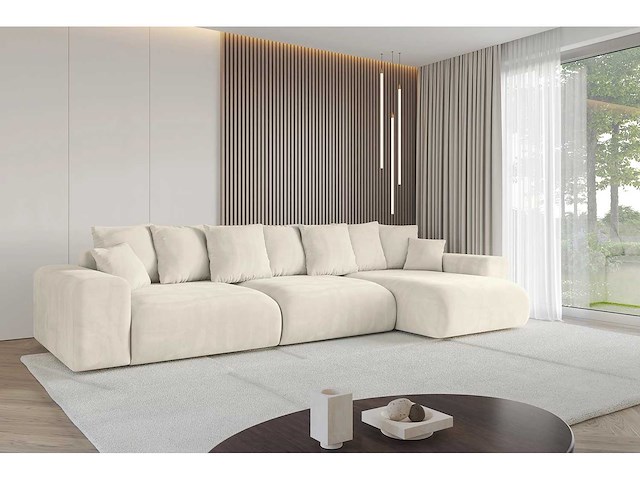 Cabrioletbank rechterhoek - beige fluweel - afbeelding 2 van  13
