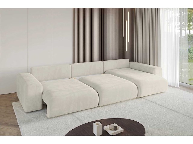 Cabrioletbank rechterhoek - beige fluweel - afbeelding 7 van  13