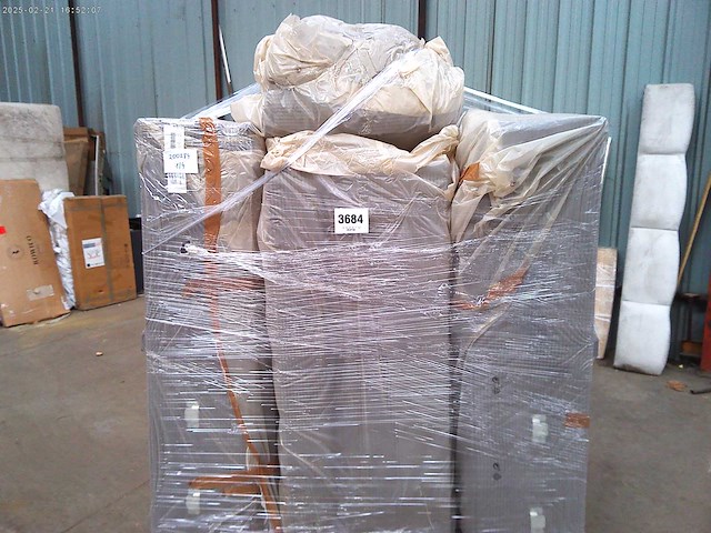 Cabriotisch panoramisch hoekbank - grijze stof met snoer - afbeelding 1 van  6