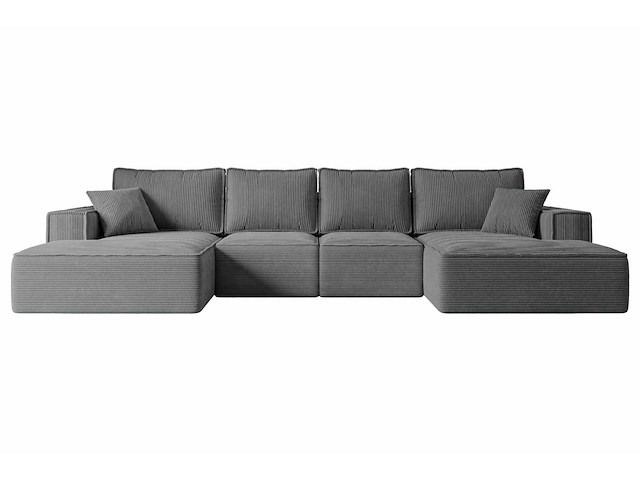 Cabriotisch panoramisch hoekbank - grijze stof met snoer - afbeelding 3 van  6