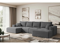 Cabriotisch panoramisch hoekbank - grijze stof met snoer - afbeelding 4 van  6