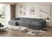 Cabriotisch panoramisch hoekbank - grijze stof met snoer - afbeelding 5 van  6