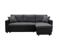 Cabriotische en omkeerbare hoekbank in antraciet en zwarte stof - afbeelding 2 van  8