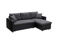 Cabriotische en omkeerbare hoekbank in antraciet en zwarte stof - afbeelding 3 van  8