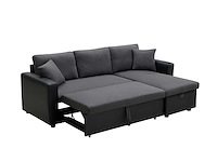 Cabriotische en omkeerbare hoekbank in antraciet en zwarte stof - afbeelding 4 van  8