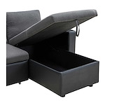 Cabriotische en omkeerbare hoekbank in antraciet en zwarte stof - afbeelding 5 van  8