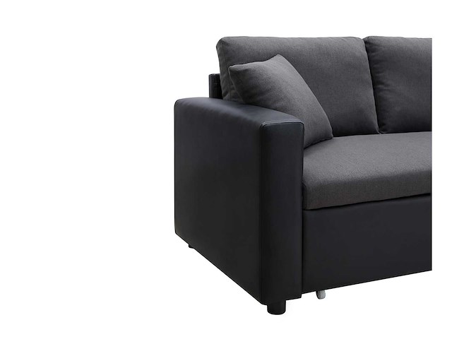 Cabriotische en omkeerbare hoekbank in antraciet en zwarte stof - afbeelding 6 van  8