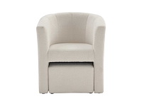 Cabriotische fauteuil en poef van witte terry stof - afbeelding 3 van  8