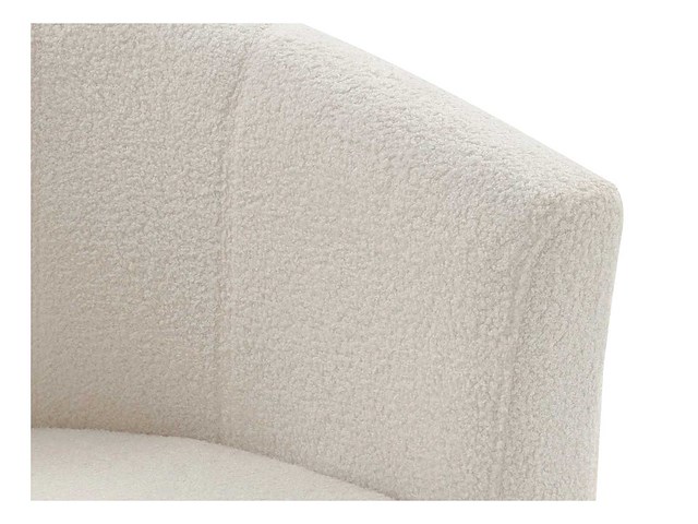 Cabriotische fauteuil en poef van witte terry stof - afbeelding 5 van  8