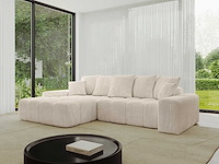 Cabriotische linkerhoek bank - beige touwstof