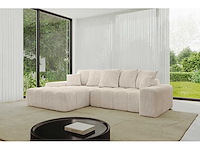 Cabriotische linkerhoek bank - beige touwstof - afbeelding 2 van  9