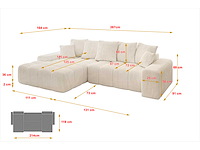 Cabriotische linkerhoek bank - beige touwstof - afbeelding 3 van  9