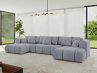 Cabriotisch/panoramische hoekbank - lichtgrijs fluweel