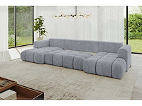 Cabriotisch/panoramische hoekbank - lichtgrijs fluweel - afbeelding 8 van  9