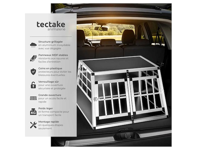Cage de transport pour chiens double sécurisée 89 x 69 x 50 cm (x2) - afbeelding 3 van  8