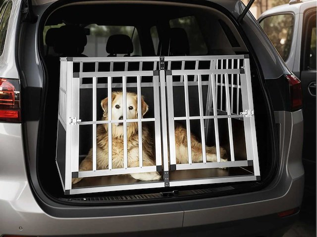 Cage de transport pour chiens double sécurisée sans cloison de séparation - afbeelding 1 van  8