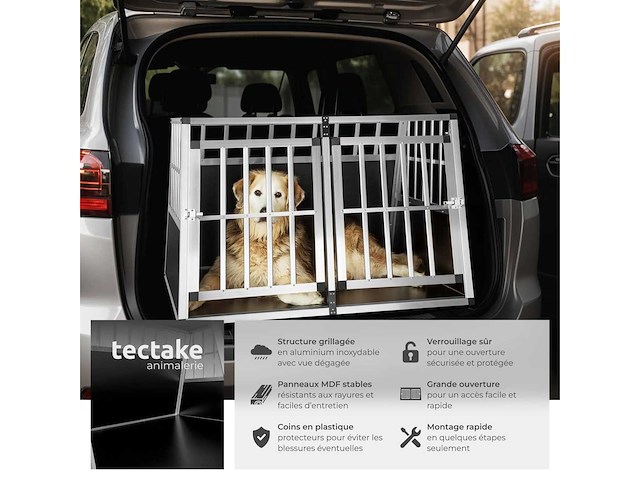 Cage de transport pour chiens double sécurisée sans cloison de séparation - afbeelding 3 van  8
