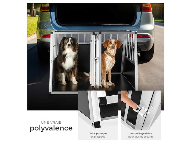 Cage de transport pour chiens double sécurisée sans cloison de séparation - afbeelding 4 van  8