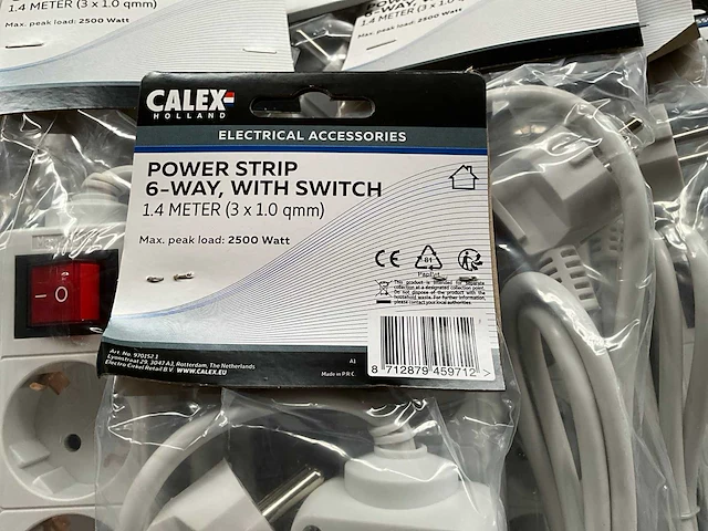 Calex stekkerdoos 6-voudig 1,4 meter met switch (25x) - afbeelding 4 van  4