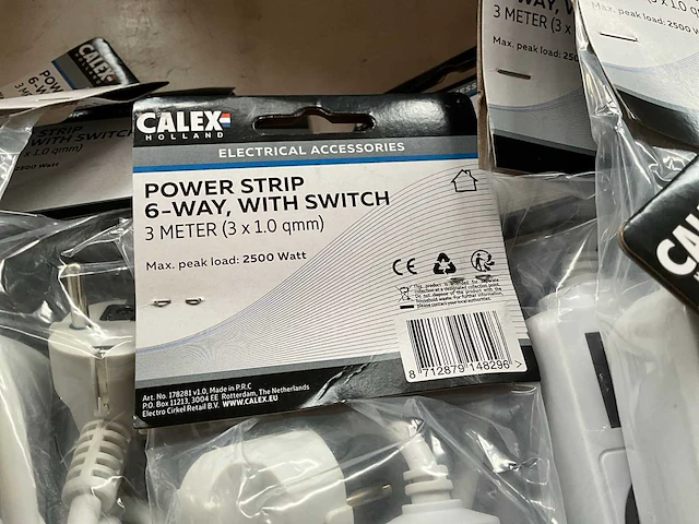 Calex stekkerdoos 6-voudig 3 meter met switch (25x) - afbeelding 5 van  5