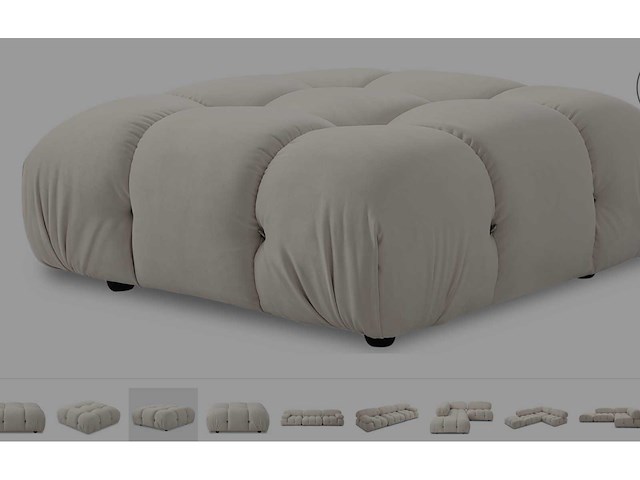 Camaleonda 95 cm x 95 cm pouf - lichtbeige fluweel 3 maart - afbeelding 3 van  3