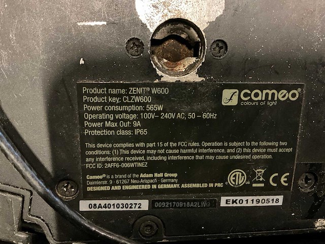 Cameo zenit w600 led wash light (4x) - afbeelding 3 van  6
