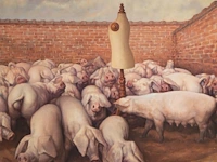 Camiel d'have (1926-1980), 'totem en taboe', 1971, oil on canvas 70 x 80 cm. (27.55 x 31 1/2 in.), frame: 77 x 87 cm. (30.30 x 34 1/4 in.)