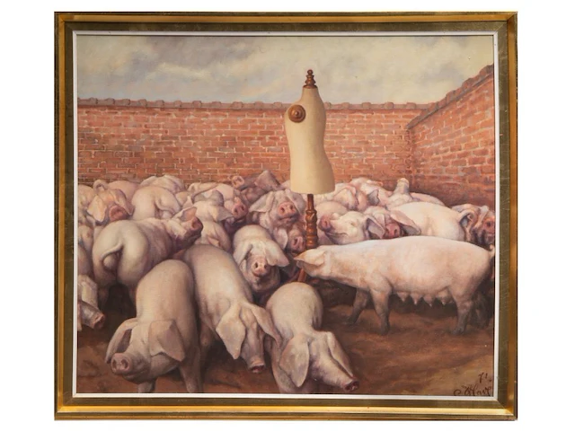 Camiel d'have (1926-1980), 'totem en taboe', 1971, oil on canvas 70 x 80 cm. (27.55 x 31 1/2 in.), frame: 77 x 87 cm. (30.30 x 34 1/4 in.) - afbeelding 2 van  6