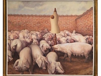 Camiel d'have (1926-1980), 'totem en taboe', 1971, oil on canvas 70 x 80 cm. (27.55 x 31 1/2 in.), frame: 77 x 87 cm. (30.30 x 34 1/4 in.) - afbeelding 2 van  6