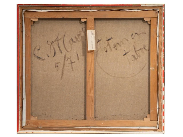Camiel d'have (1926-1980), 'totem en taboe', 1971, oil on canvas 70 x 80 cm. (27.55 x 31 1/2 in.), frame: 77 x 87 cm. (30.30 x 34 1/4 in.) - afbeelding 3 van  6