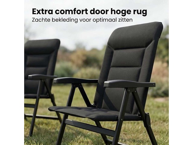 Campingstoelen set van 2 opvouwbaar - kampeerstoel met hoge rugleuning - vouwstoel voor camping en strand - incl. draagtas - klapstoel buiten - afbeelding 3 van  8