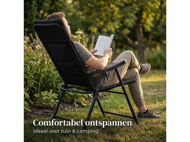 Campingstoelen set van 2 opvouwbaar - kampeerstoel met hoge rugleuning - vouwstoel voor camping en strand - incl. draagtas - klapstoel buiten - afbeelding 8 van  8