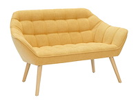 Canapé 2 places en tissu jaune moutarde - afbeelding 2 van  6