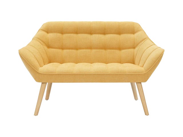 Canapé 2 places en tissu jaune moutarde - afbeelding 3 van  6
