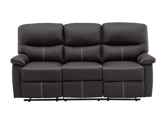 Canapé 3 places relax en simili marron - afbeelding 2 van  7