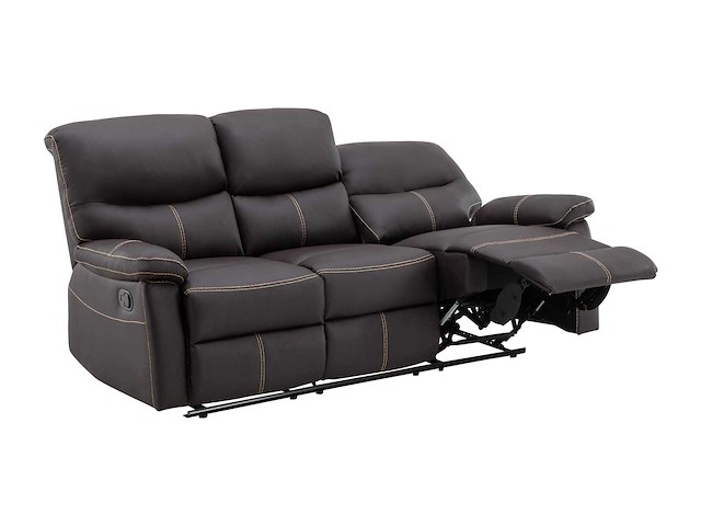 Canapé 3 places relax en simili marron - afbeelding 4 van  7