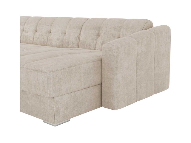 Canapé d'angle convertible et réversible express en tissu texturé beige - couchage 140 cm - matelas 22 cm avec mémoire de forme - afbeelding 2 van  12