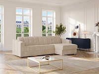Canapé d'angle convertible et réversible express en tissu texturé beige - couchage 140 cm - matelas 22 cm avec mémoire de forme - afbeelding 5 van  12