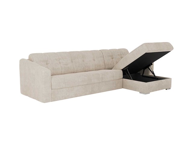 Canapé d'angle convertible et réversible express en tissu texturé beige - couchage 140 cm - matelas 22 cm avec mémoire de forme - afbeelding 9 van  12