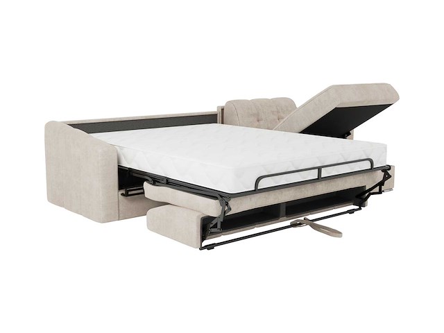 Canapé d'angle convertible et réversible express en tissu texturé beige - couchage 140 cm - matelas 22 cm avec mémoire de forme - afbeelding 10 van  12