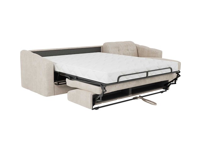Canapé d'angle convertible et réversible express en tissu texturé beige - couchage 140 cm - matelas 22 cm avec mémoire de forme - afbeelding 11 van  12