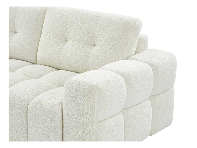 Canapé d'angle gauche en tissu bouclette blanc - afbeelding 4 van  8