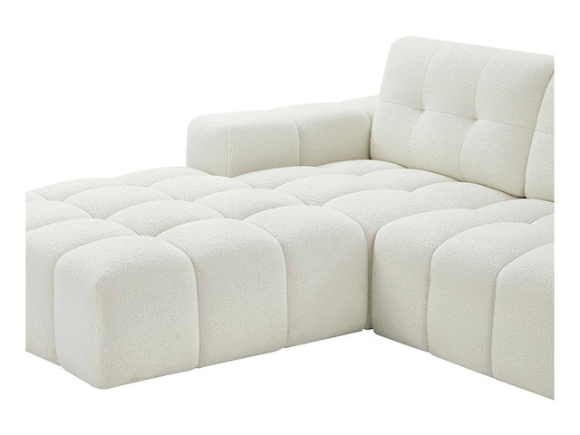 Canapé d'angle gauche en tissu bouclette blanc - afbeelding 5 van  8