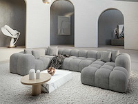Canapé d'angle panoramique droit - velours gris clair - afbeelding 1 van  8