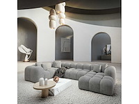 Canapé d'angle panoramique droit - velours gris clair - afbeelding 2 van  8